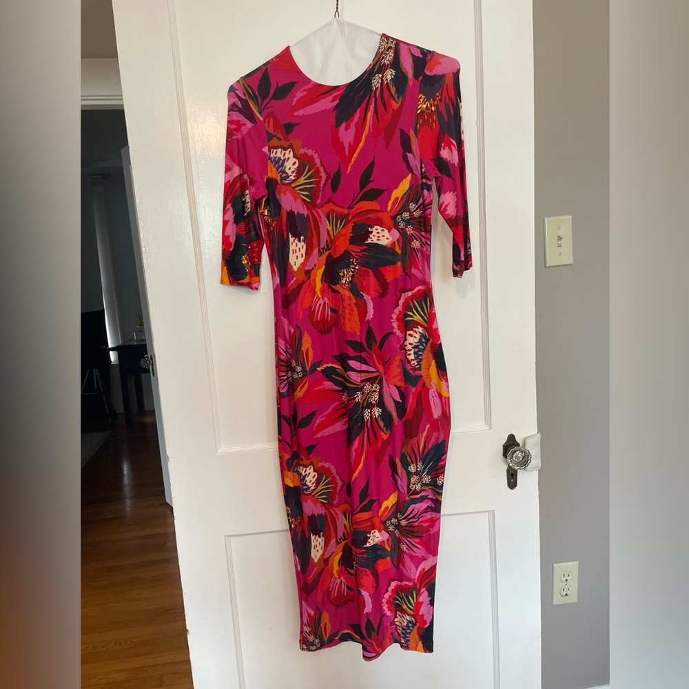 FARM Rio Pink Floral Long Sleeve Maxi Dress